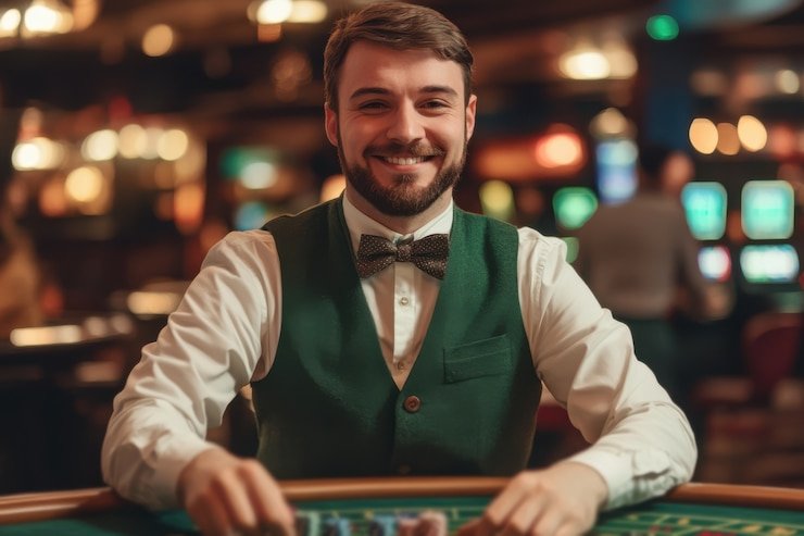 Pengalaman hiburan casino modern dengan cairan warna oranye hangat